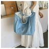 Large Capacity Canvas Tote Bag for Women Polka Dot Student School Commuting Korean Style Literary Shoulder Bag