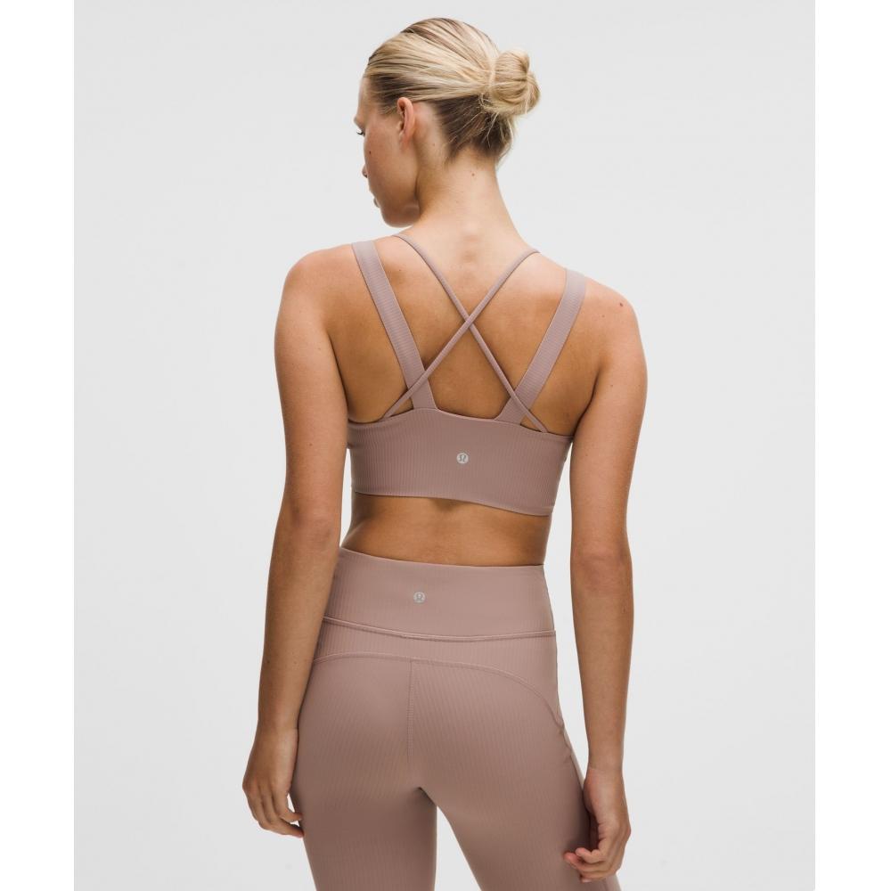 Lululemon Like A ClouD RibbeD Longline brA  Light Support  D DD Cup Ashen Rose