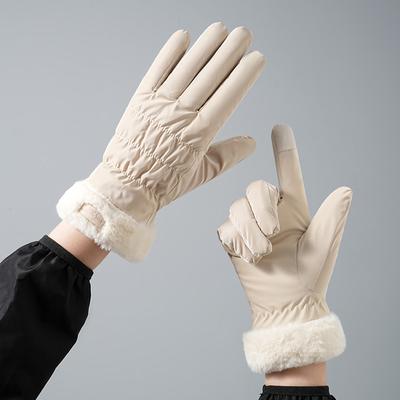 New Autumn and Winter Warm Gloves for Women Fleece and Thickened  Outdoor Cycling Sports Windproof Touch Screen Bear Gloves