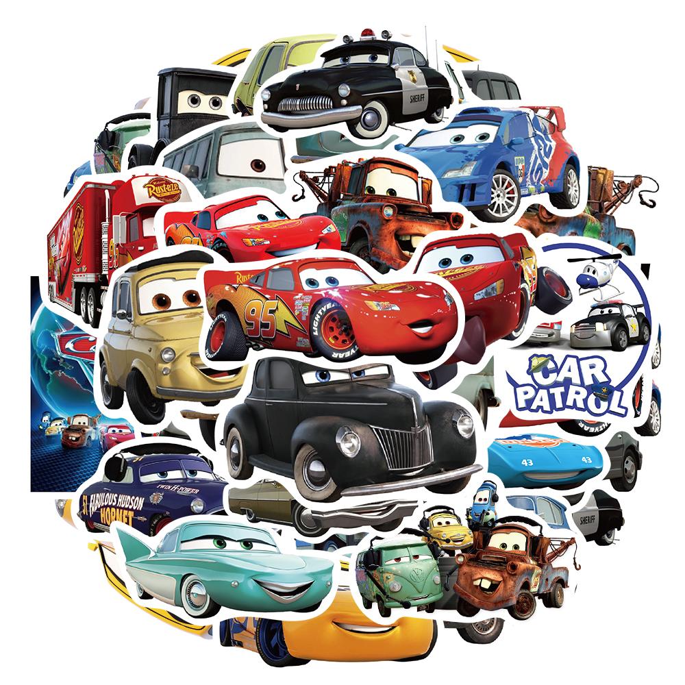 10/30/50pcs Anime Cars Lightning McQueen Stickers Cute Cartoon Waterproof Sticker Suitcase Luggage Helmet Graffiti Decals