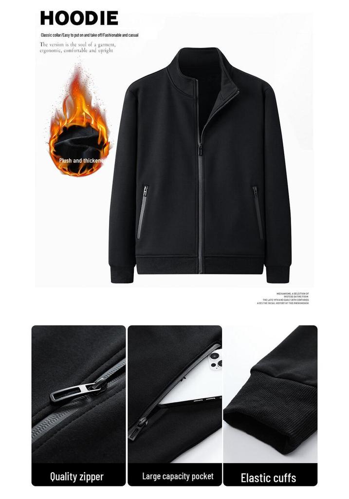 Men's Thickened Velvet Cotton Casual Suit: Middle-aged Father's Two-piece Sports Jacket and Pants Set