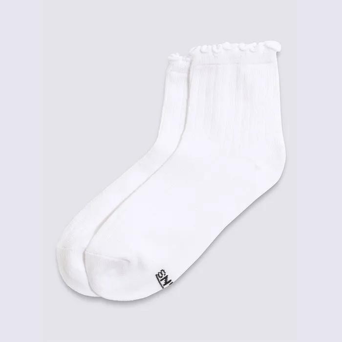 Letters Half Crew Socks - White / VN000NCYWHT1