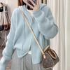 Autumn and winter new loose fashion solid color hooded sweater wearing soft waxy knitted cardigan zipper jacket