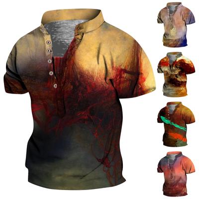 European And American Men's Vintage Top Digital Printing Short Sleeve Tops