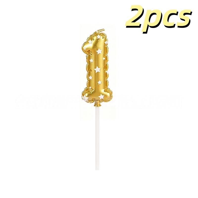 2Pcs Golden Printed Candle, Star Candle, Birthday Candle 0-9 Number Cake Topper, Baby Shower, Valentine'S Day Candles