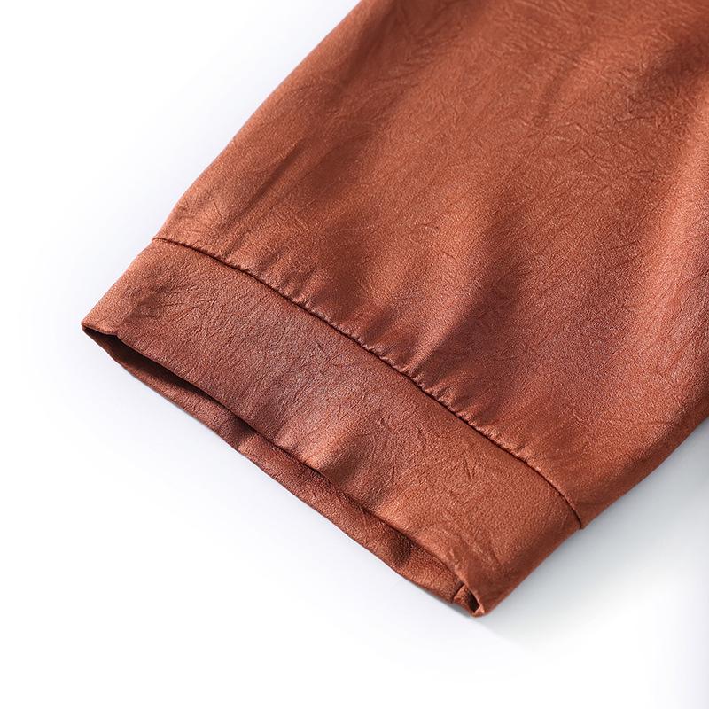 Women's Casual 3/4 Sleeve Shirt, Summer 2025, Turn-Down Collar, Slimming Top, Middle-Aged Mother's Blouse.