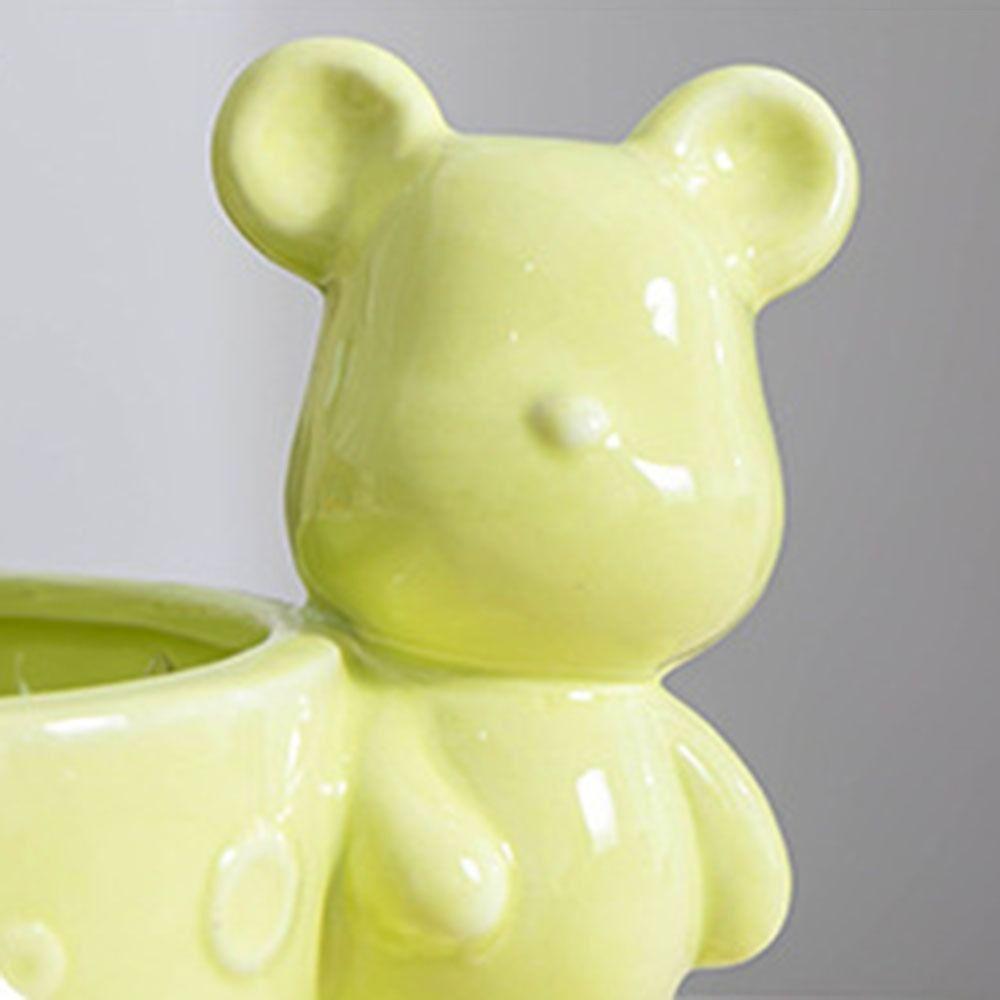 Creative Ceramic Bear Flowerpot with Hole Succulent Plant Pot Lovely Small Bonsai Pots  for Garden