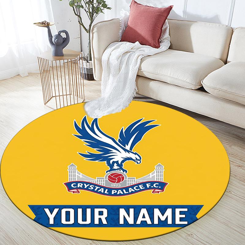 Custom Name Crystal Palace F.C.2 Round Area Rug,Carpet Rug for Living Room Bedroom Sofa Playroom Decor,Non-slip Floor Mat