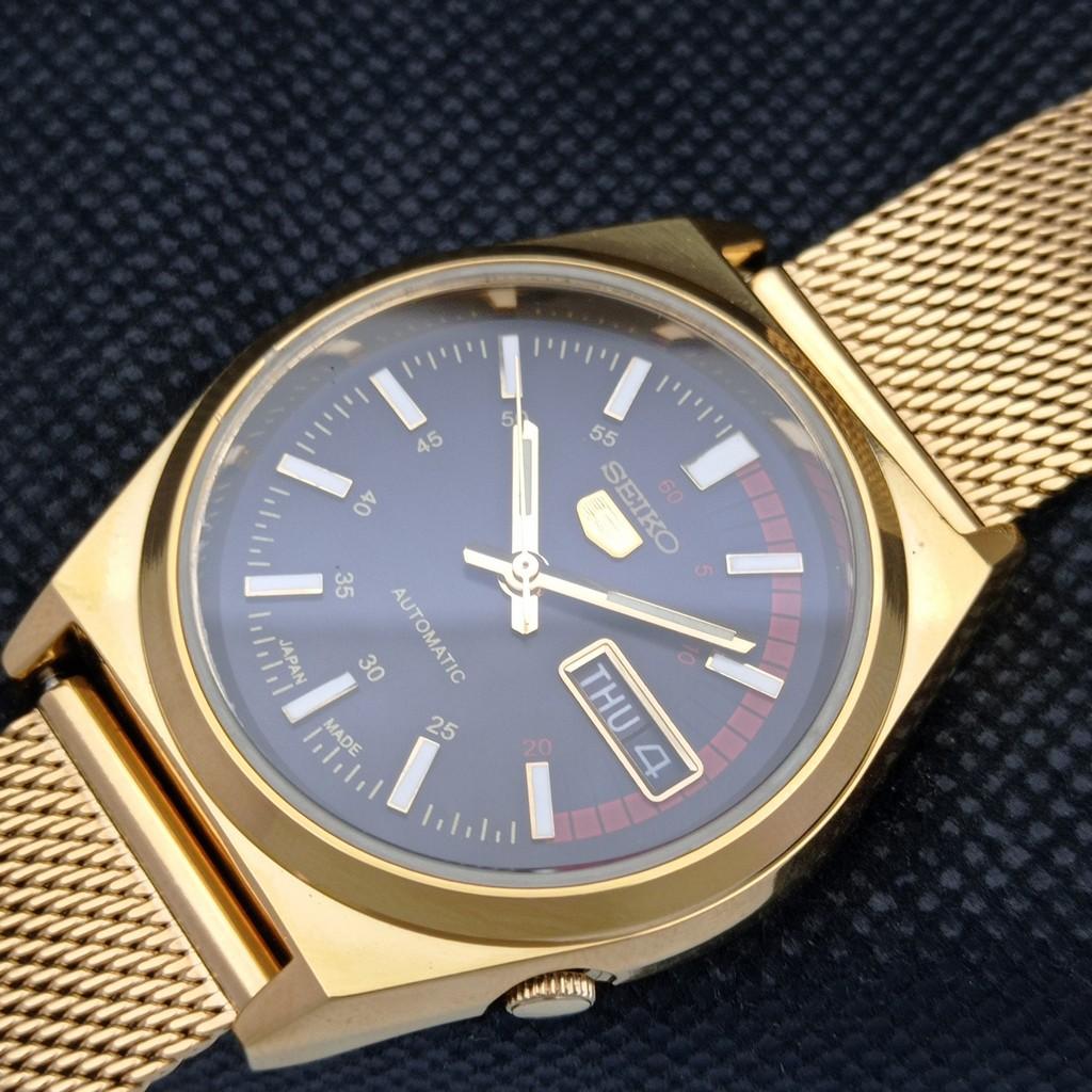 REFURBISHED VINTAGE SEIKO 5 AUTO 6309A JAPAN MENS DAY/DATE BLACK WATCH A309510-2 Seiko-a309510