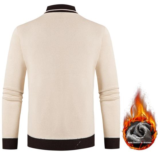 Autunno Inverno Uomo Maglione Scollo a V Lavorato a Maglia Spesso Elastico Caldo Maniche Lunghe Pullover Slim Fit Colore a Contrasto Lunghezza Media Uomo Biancheria Intima Termica