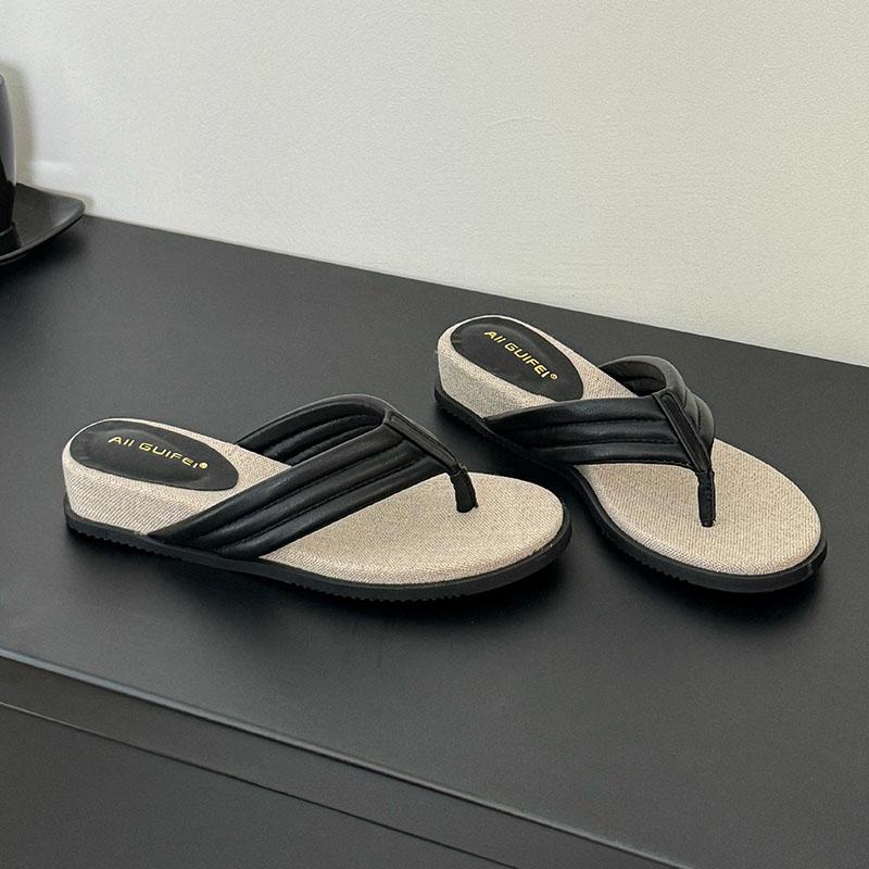 Fashion Fashion Round Toe Ladies Low Heel Wedges Slippers Shoes Female Slides Flip flops Women Wedges Heeled Slippers Shoes Pumps