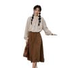 2026 Spring Women's Japanese Stand Collar Lace-Trimmed Slim Shirt