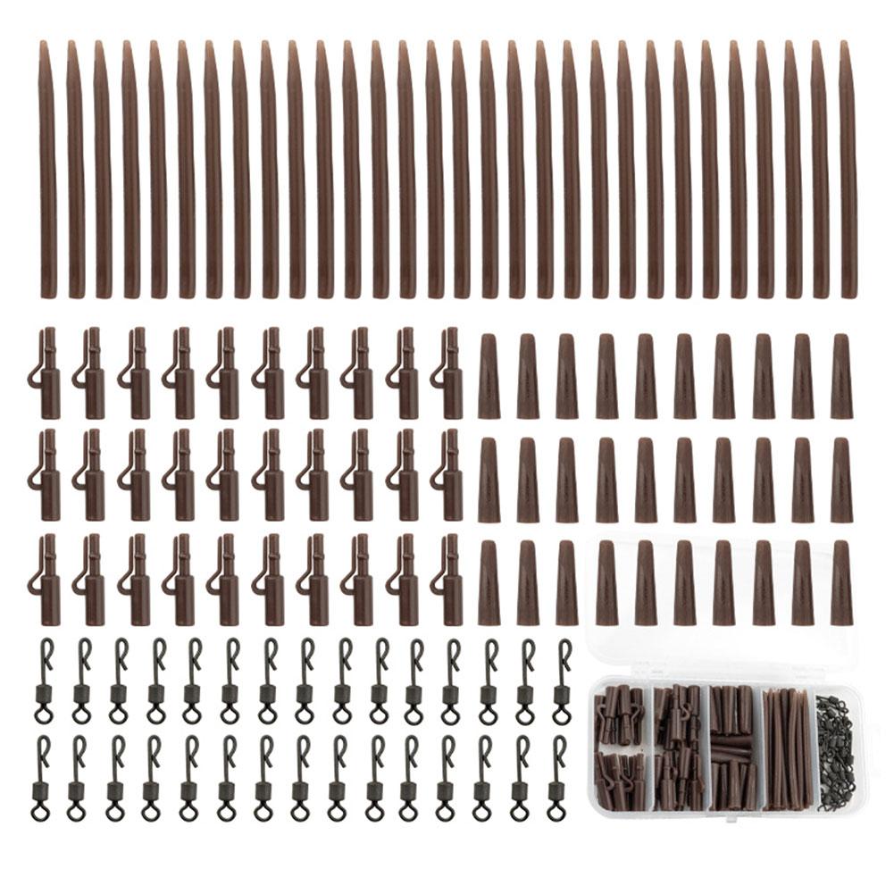 120Pcs Carp Fishing Accessories Set Clip Quick Change Swivel Tail Sleeves Carp Fishing Terminal Fishing Accessories for Carp Rig