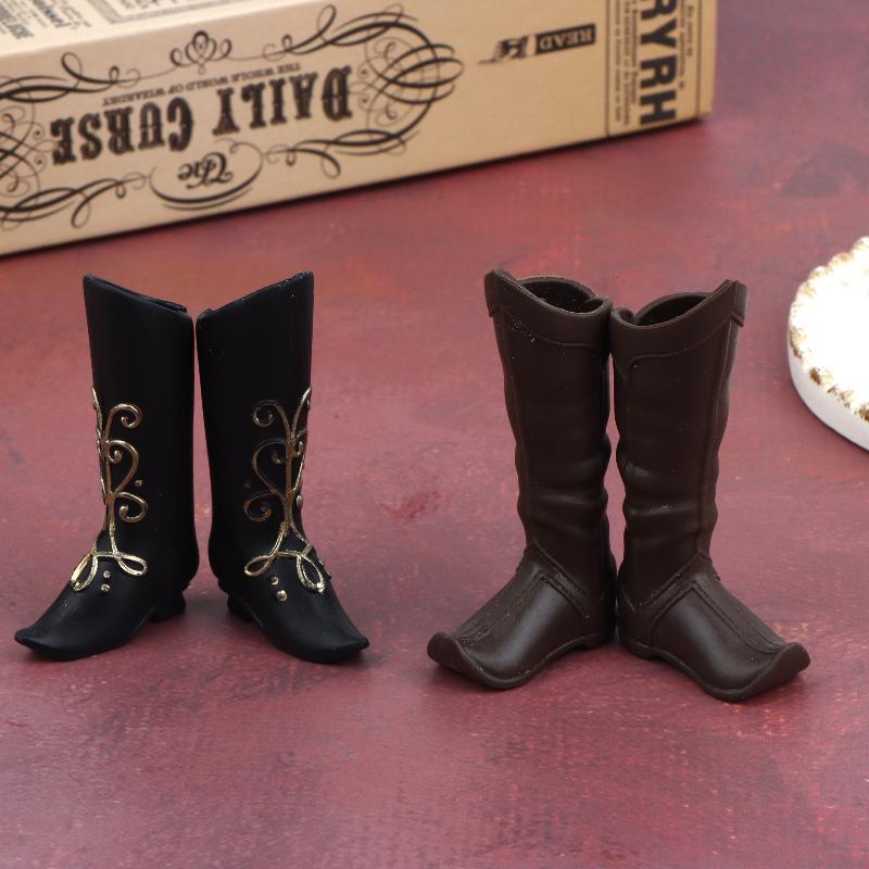 Doll Shoes Medieval Knight Boots Dolls Retro Style Miniature Boots With Gold Embroidery For Dolls Dress Up Accessories