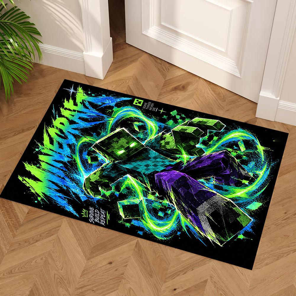 Minecraft Floor Rug Office Rug Perfect for Foyer Outdoor Balcony Entryway Antislip Carpet Anime Office Decor Perfect Gift for Women/Men