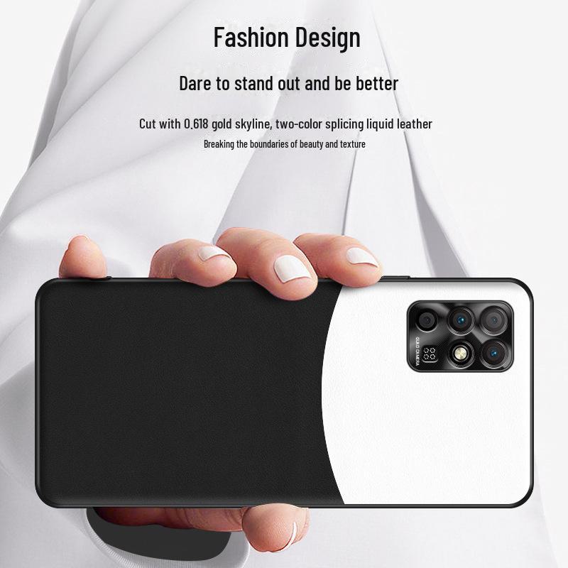 Schutzhülle aus flüssigem Leder für Honor Play 5T Vitality Edition mit Sturzschutzfunktion, als einteilige Hülle geliefert.