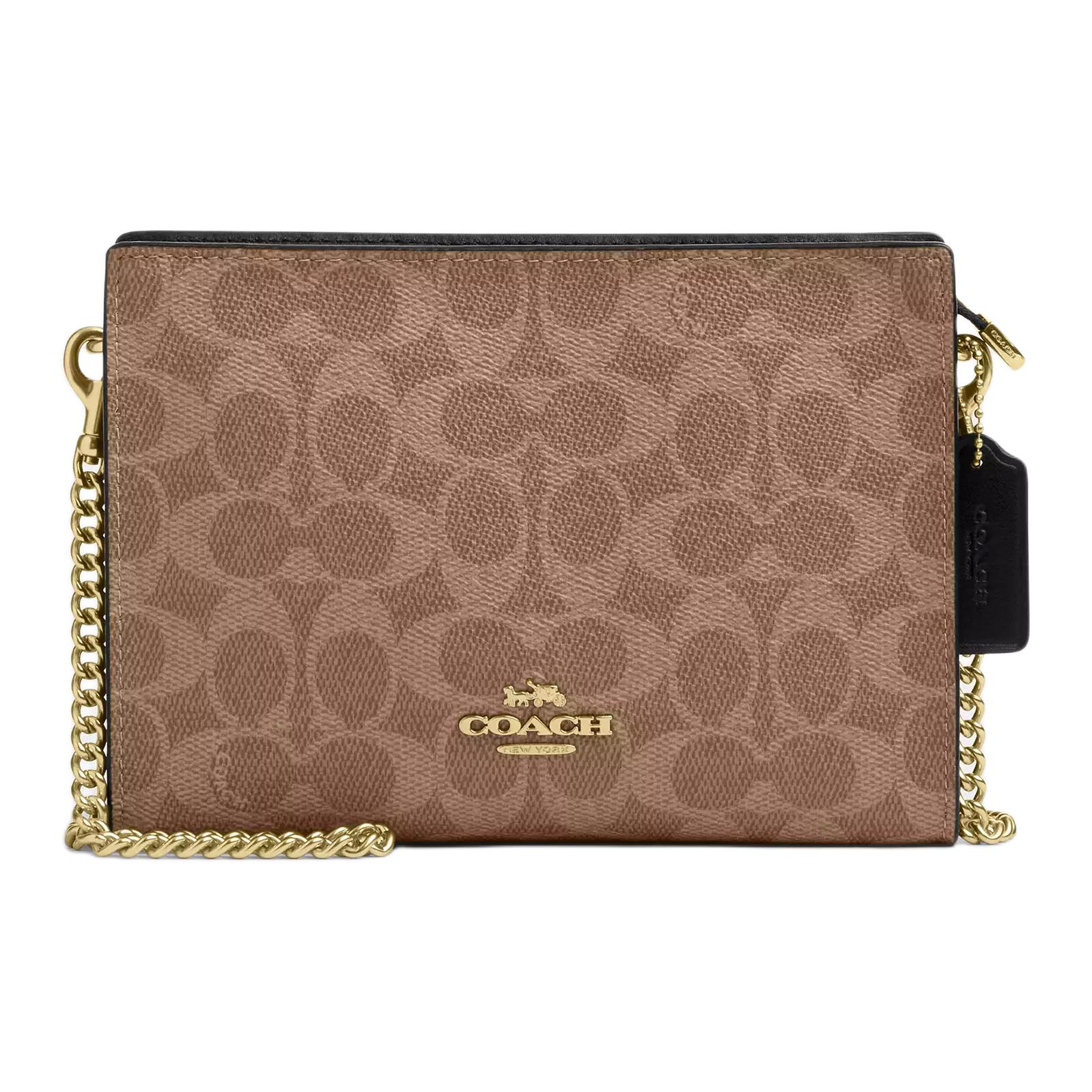 

Coach Signature Canvas Chain Crossbody Pouch In Brown For Women Daily Use Basic Set (Bag+Dust Bag)