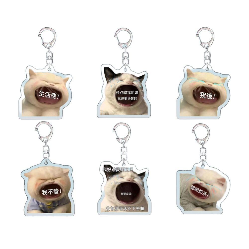

2 Pcs Kawaii Cat Pendant Keychain Fashion Pet Key Ring Handmade Cartoon Cat Acrylic Key Chains Men style 5