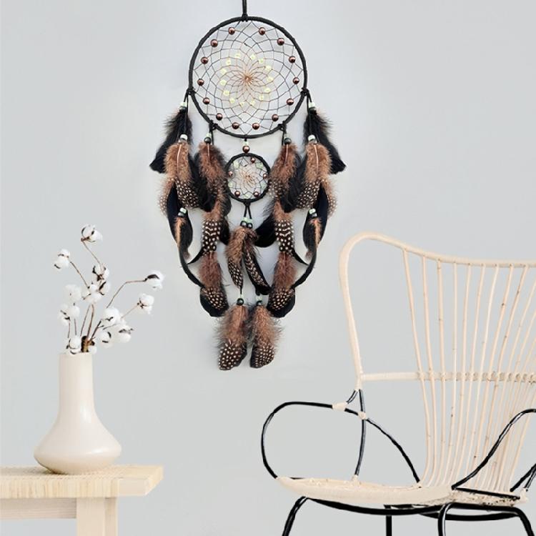 Handmade Glowing In Dark Dreamcatchers Wall Decorations Feathered Tassels Wall Hanging Wind Chimes Decors for Bedroom