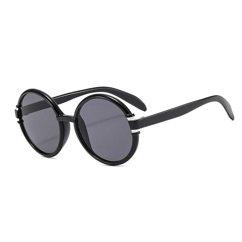 Retro Round Sunglasses Men Women Brand Designer Plastic Frame Oversized Sun Glasses Trendy White Brown Gradient Eyewear Shades