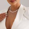 Jewelry Imitation Pearl Fringed Sweater Chain Design Sense Double-Layer Retro Necklace Women'S Simple Necklace