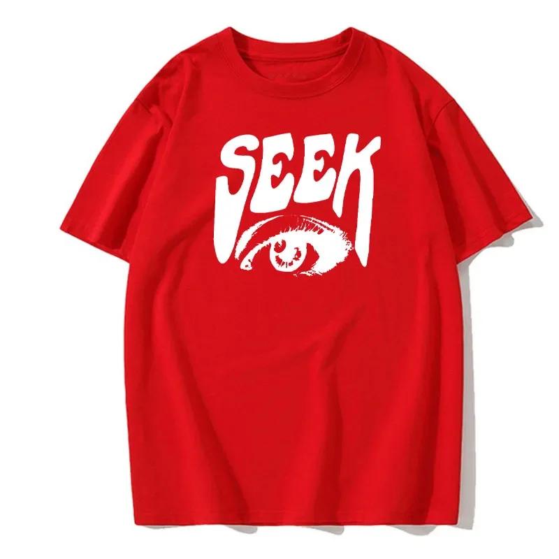 Seek Anticipated Gaze Printing T-Shirts Men Soft Loose Tshirs Breathable Summer Street Hip Hop T-Shirts Cotton Loose Tee Clothes