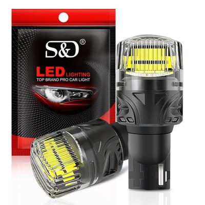 2Pcs T15 W16W LED Bulbs Canbus Car Lights 2400LM 10SMD 2835 Chips 912 921 with Lens No Error Rear Backup Reverse Light Auto Lamp 6000K White 12V