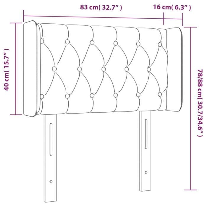 VidaXL Headboard with Ears Black 83x16x78-88 Cm Fabric3119080