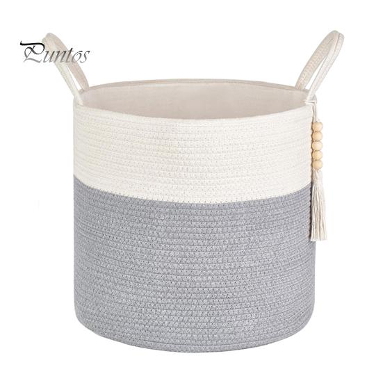 Cesto portaoggetti intrecciato Cesto decorativo in corda naturale con manico Cesto portaoggetti di grande capacità Organizzatore di giocattoli e vestiti