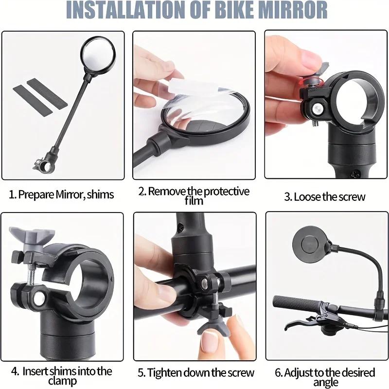 Shockproof Convex Bike Motorcycle Handlebar Mirror - 360° Rotatable Adjustable Wide Angle Rearview