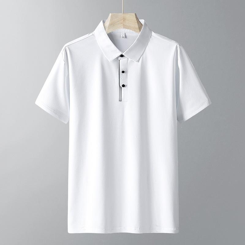 

Ice silk POLO shirt for men, short-sleeved, quick-drying, high quality, middle-aged and elderly XL білий