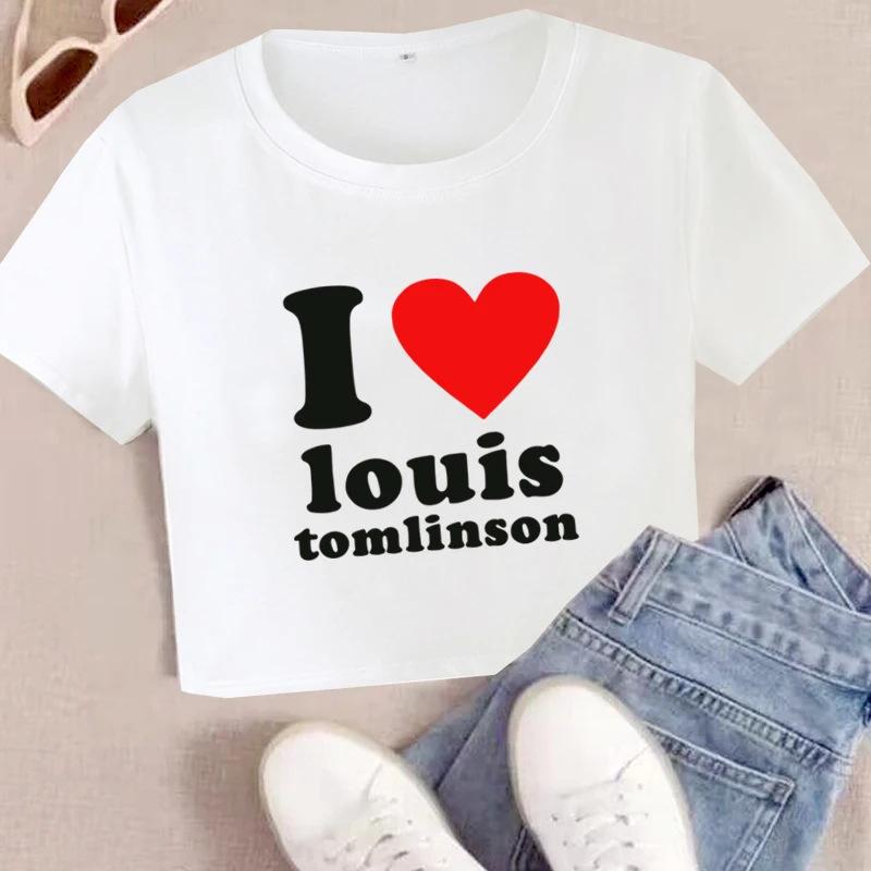 European and American Summer New Round Neck Pullover Short Sleeve Letter Multi-picture Printing Off the Navel European and American Women's Top T-shir