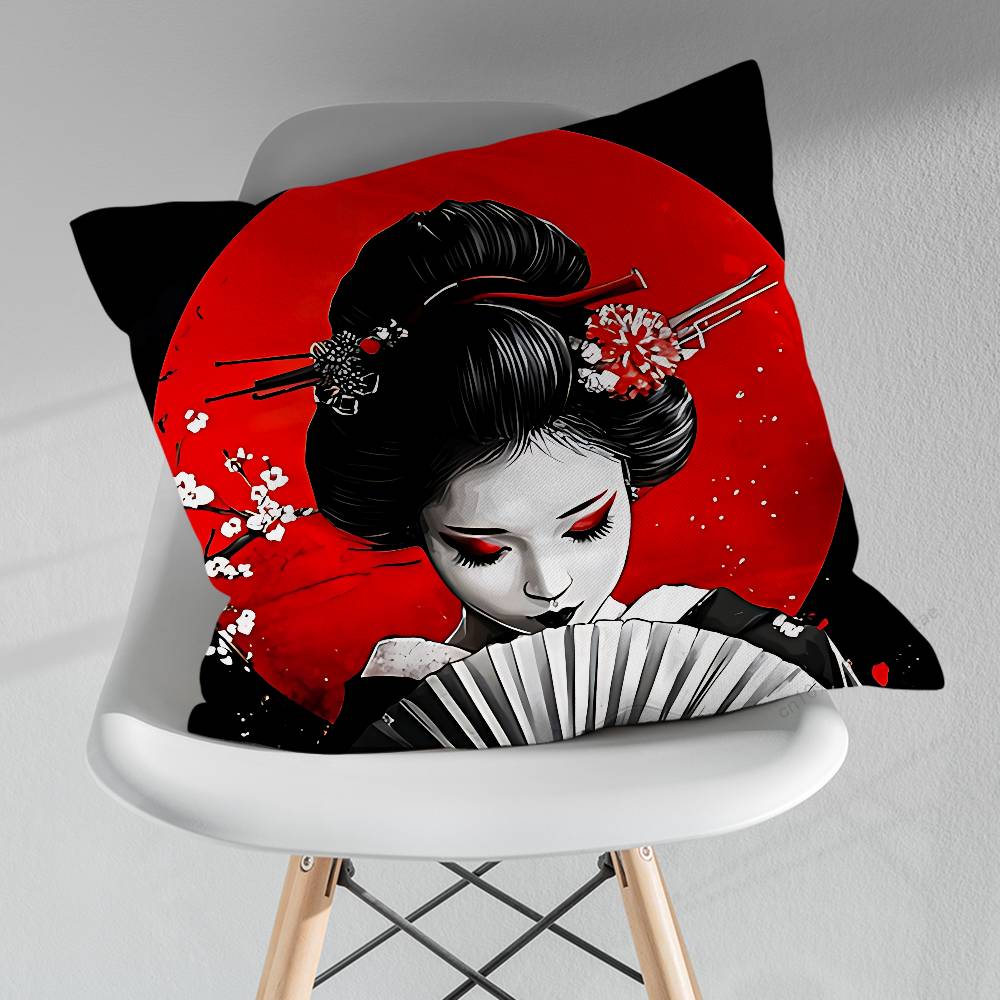 Beautiful Geisha Art Pillow Case For 30x30cm45x45cm55x55cm For Home Bedroom Decoration And Protector