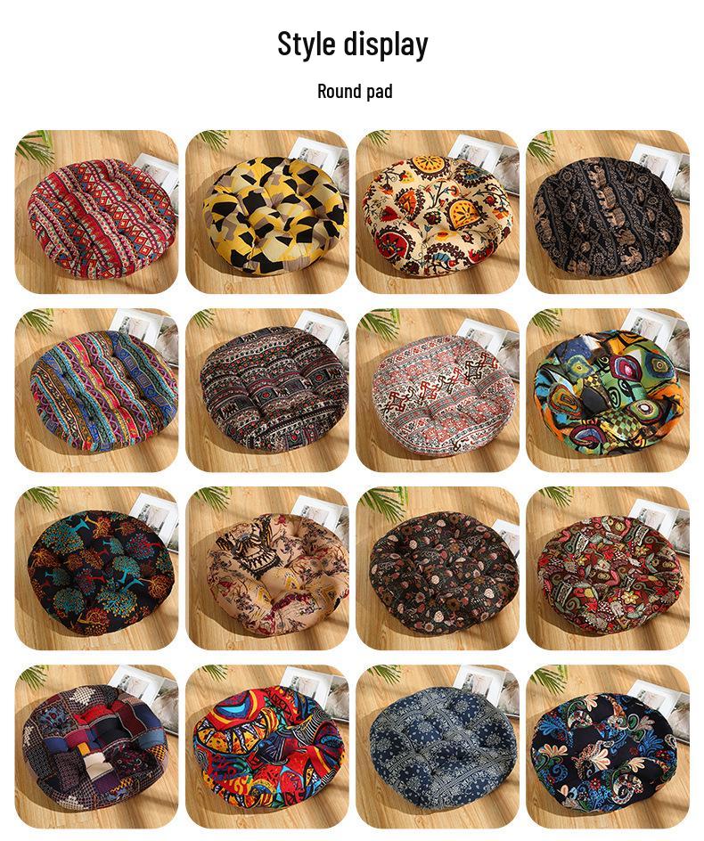 Colorful Bohemian-Style Cotton Linen Floor Cushion: Ethnic Meditation Seat Tatami Mat for B&B