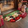 1Pcs Cute Christmas Cat Semi Circle Welcome Doormat Non-Slip for Outdoor Patio Porch Kitchen Bathroom Entryway Floor Mat