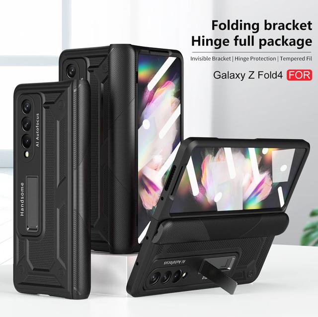 For Samsung Galaxy Z Fold 4 Case Fold3 Fold4 5g Hinge Full Coverage Phone Case With Tempered Glass Film Bracket Anti -Fall Shell