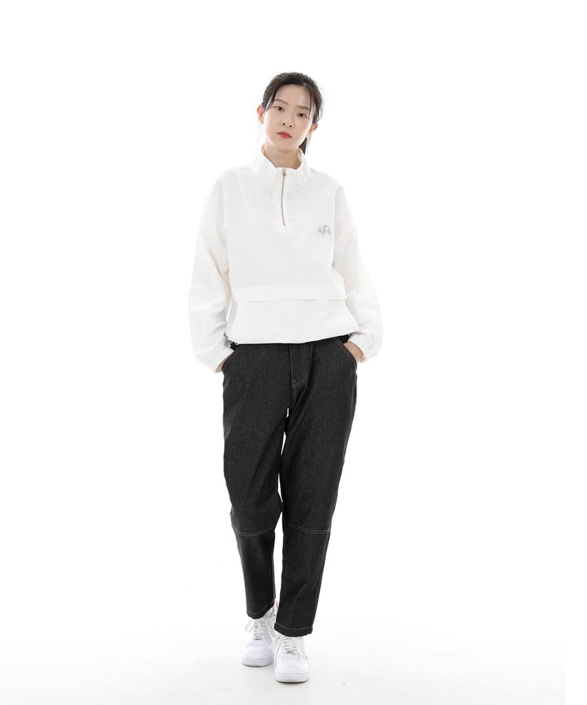 Seinteukeulu Tapered Cut Crop Half-Band Pants Tch-326 Black Denim Brs