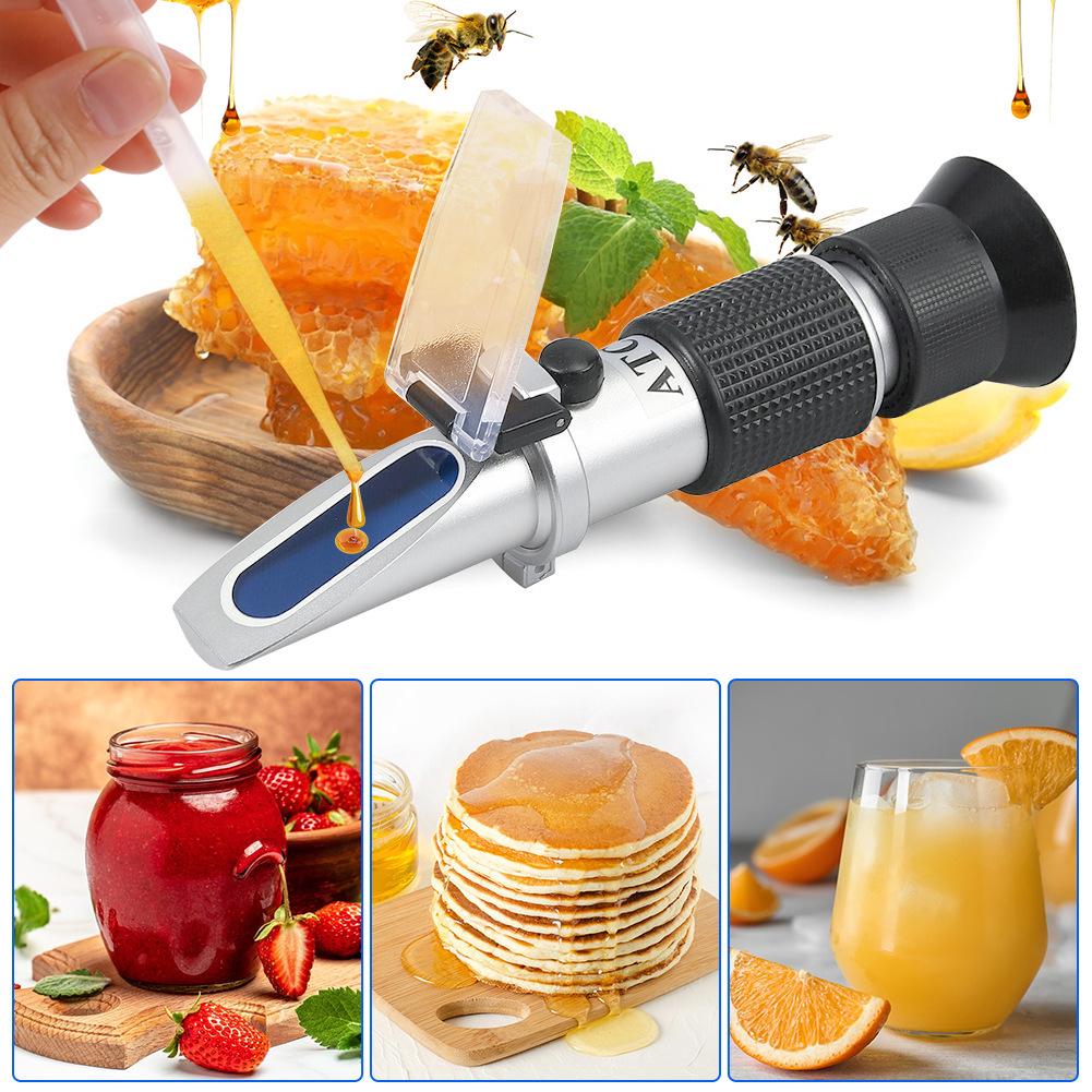 Portable Handheld Honey Brix & Baumé Refractometer (58-90 Brix) Sugar Meter