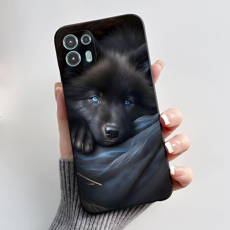 For Motorola Edge 20 Lite Case XT2139-1 Pretty Girl Cute Heart Rabbit Black TPU Silicone Back Cover For Moto Edge 20 Fusion Case