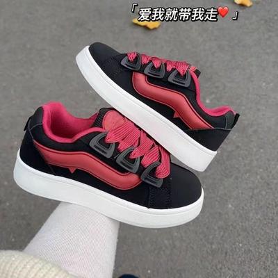 Thick Baseplate Shoes Casual Versatile Women's Bread Shoes 2025 Spring New Light and Comfortable Student Versatile Trendy Shoes