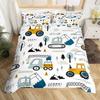 Construction Vehicle Duvet Cover Tractor Excavator Bedding Set Children Boy Bedroom Three-Piece Set