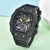 Precision Quartz Watch Barrel Watch Black Warrior Fashion Pointer Non-Mechanical Hollowing Transparent Bottom Hollow Luminous Waterproof Quartz