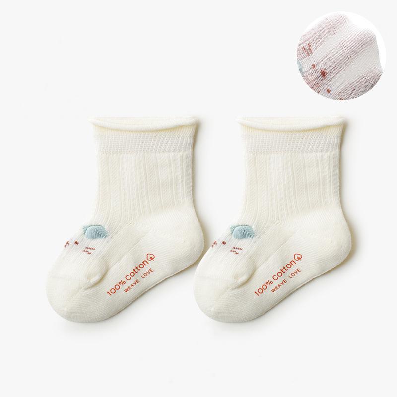 

Cute Cartoon Boy Girl Socks Spring Summer Thin Mesh Breathable Baby Middle Tube Socks Soft Cotton Casual Kids Short Socks 1-3 Years