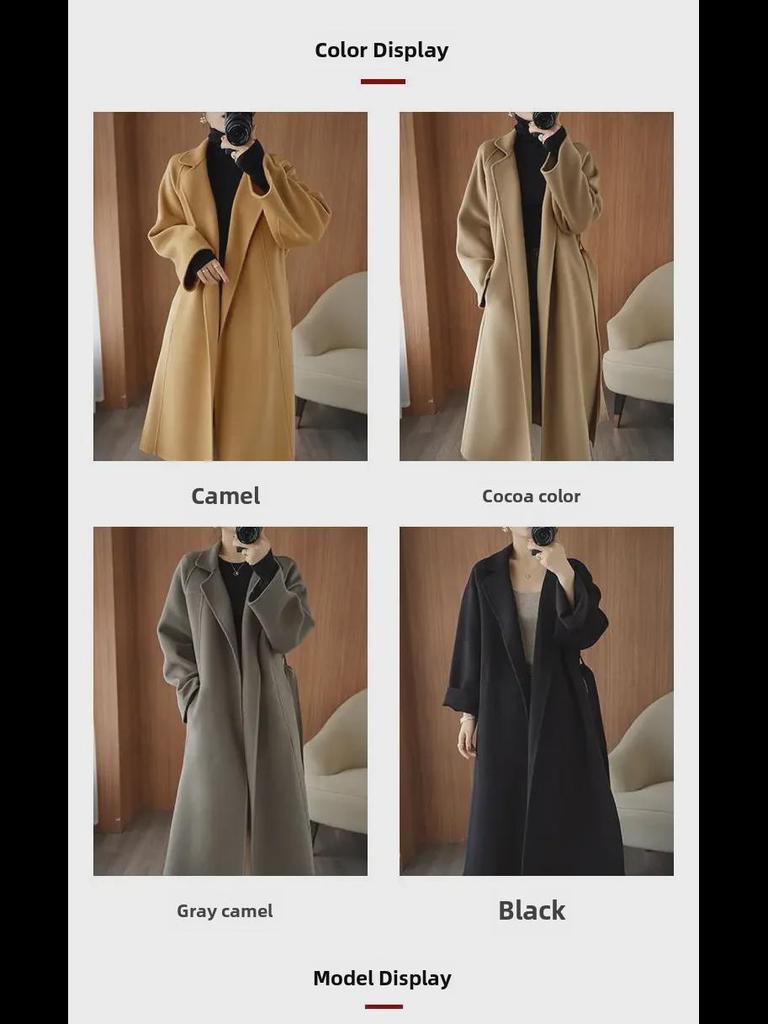 Women's Plus Size Woolen Over-the-Knee Long Coat - 2024 Autumn/Winter Collection