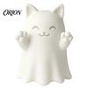 Collectible Art Figures 3D Printed Cute Ghost Cat Figurine, Wink Smile Surprise Spooky Halloween Decor, Unpainted Decorations Blank White DIY