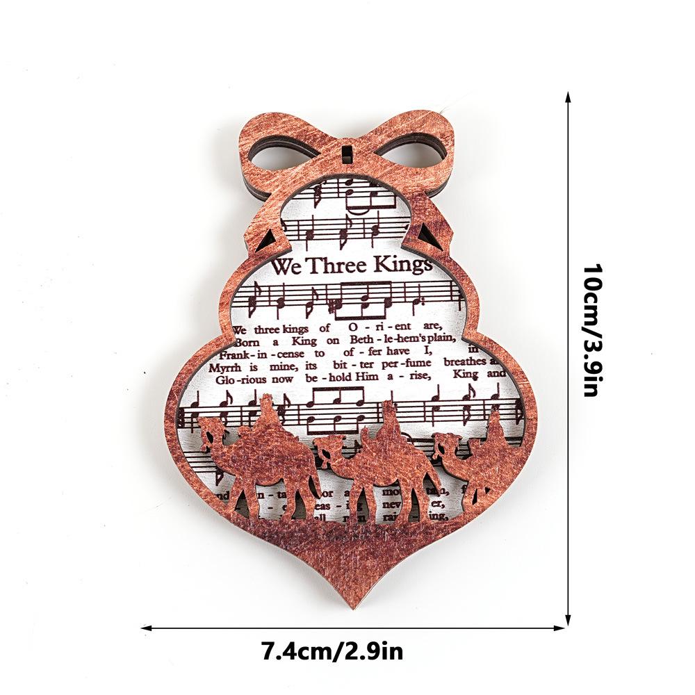 

3D Wooden Musical Christmas Tree Hanging Ornament & Magnetic Fridge Sticker Hanging: Includes 30cm Jute Rope