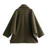 Womens Winter Wool Blend Short Turn-Down Collar Coat Loose Fit Street Style Outerwear