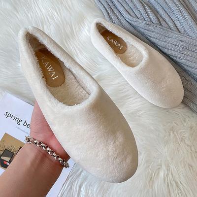 Fashion 2025 Winter White Wool Fur Shoes Woman Soft Fluffy Flats Warm Plush Cotton Loafers Fleece Lambswool Moccasins Femmes Furry Boots