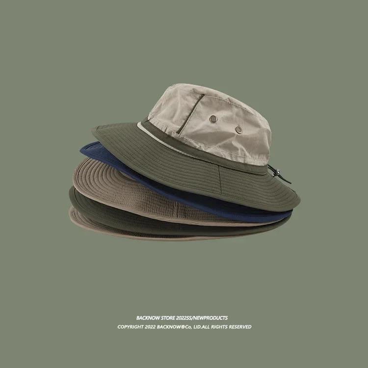 Japanese Oversized Bucket Hat, UV Protection Adjustable Drawstring Unisex Hat for Summer Outdoor Fishing Hiking Casual Headwear