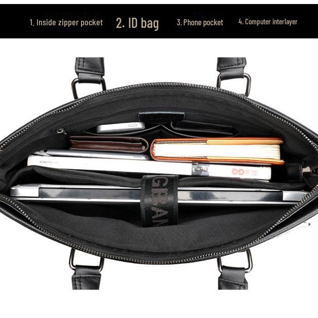 Men's Genuine Leather Cowhide Laptop Crossbody Bag - Business Travel Trend